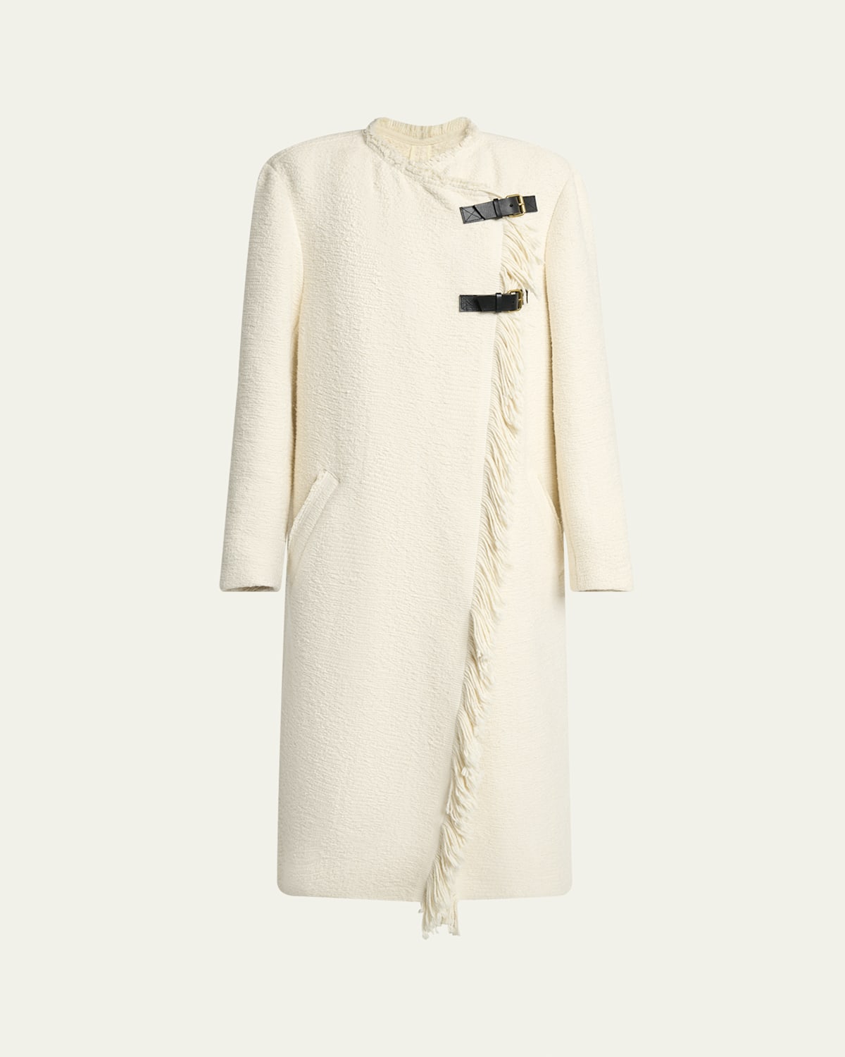 Isabel Marant Gameia Long Fringe-trim Linen Coat In Sand