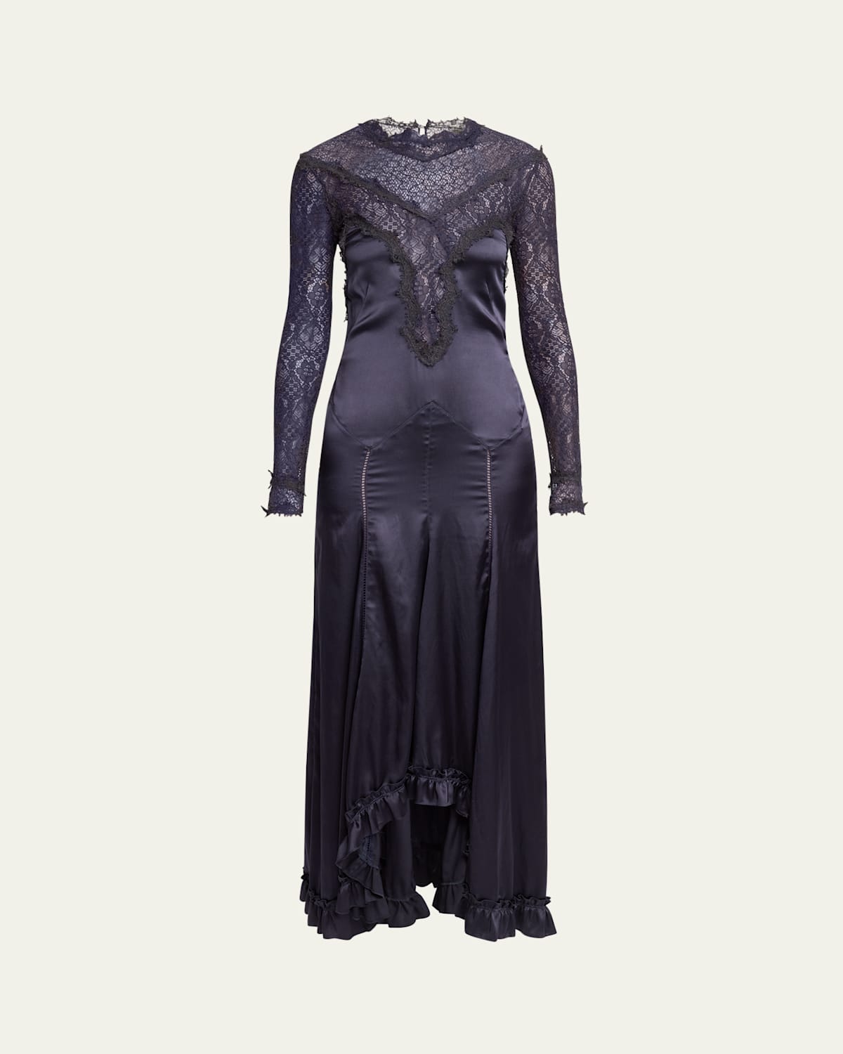 Isabel Marant Dolores Lacy Satin Dress In Black