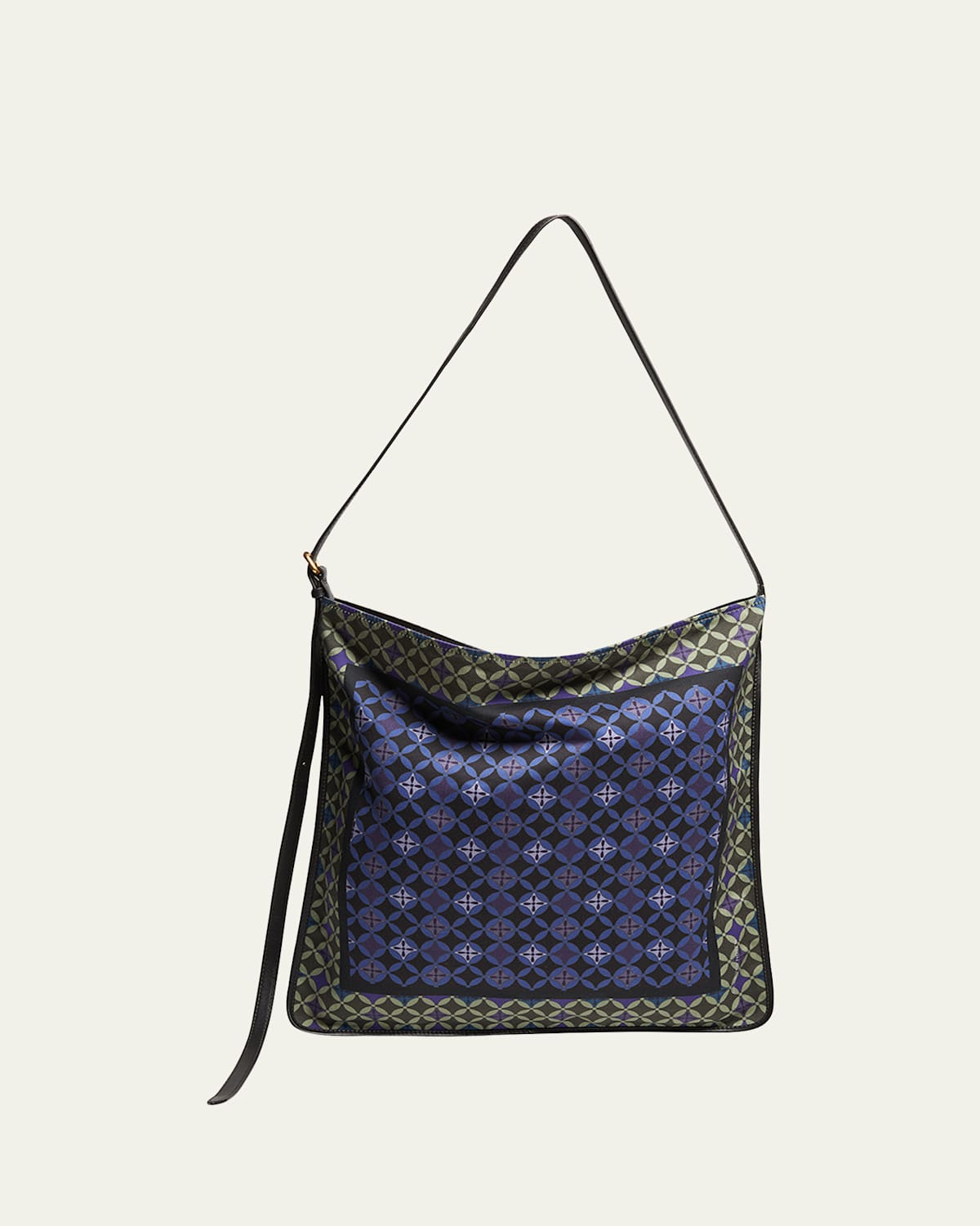 Dries Van Noten Medium Geometric Scarf Hobo Bag In Brown