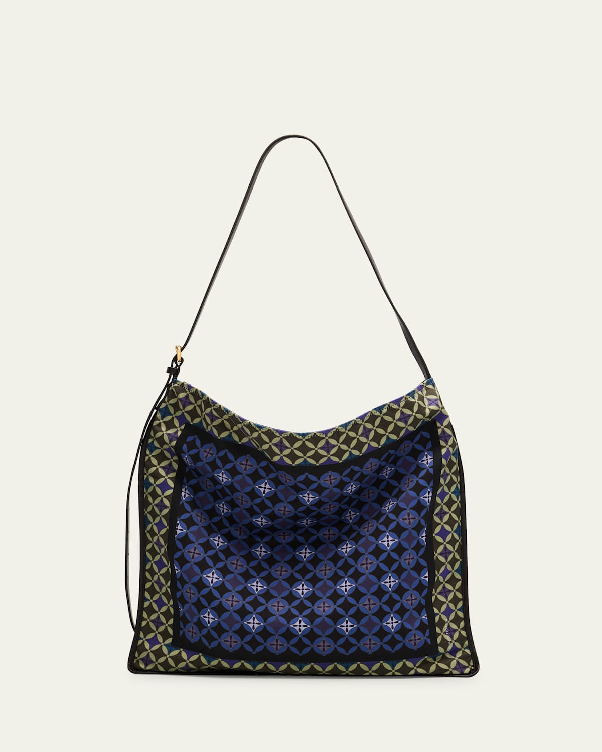 Dries Van Noten Medium Geometric Scarf Hobo Bag In Purple