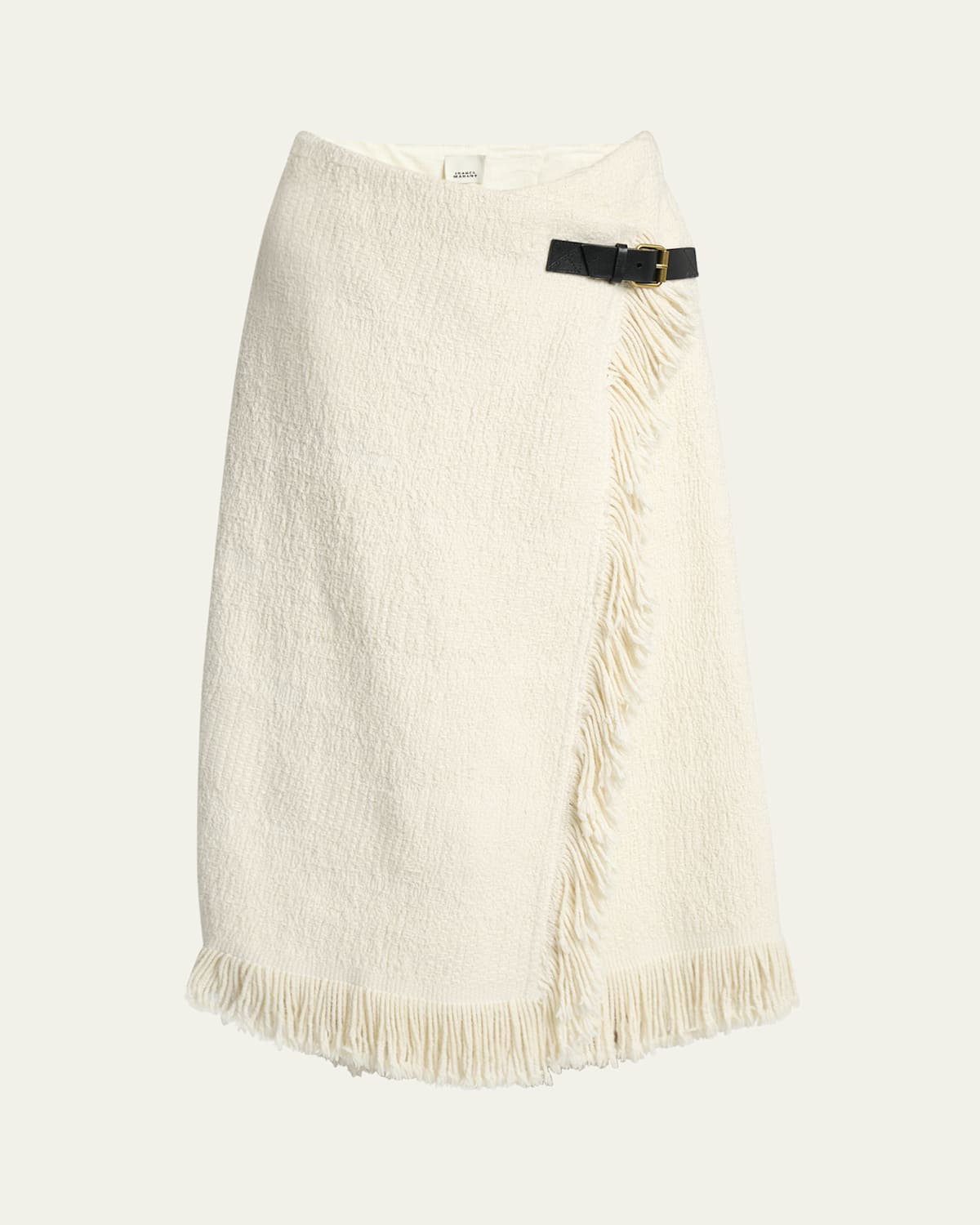 Isabel Marant Galla Woven Fringe-trim Skirt In Sand