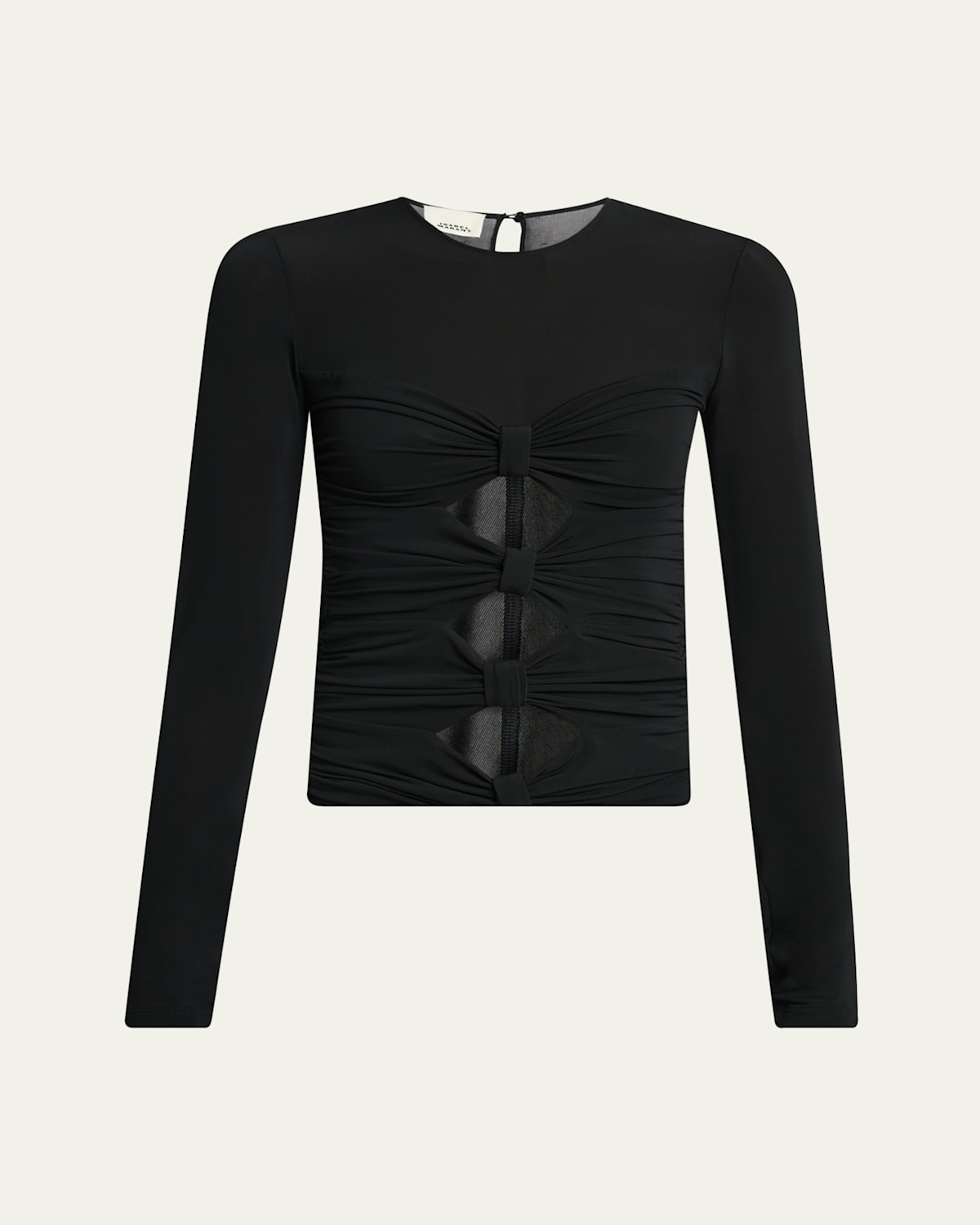 Isabel Marant Gladice Bow Cutout Jersey Top In Black