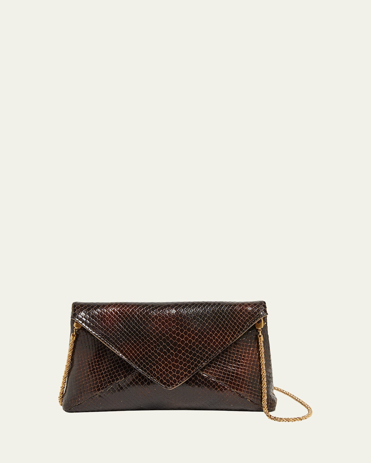 Dries Van Noten Small Embossed Leather Envelope Clutch Bag In Brown
