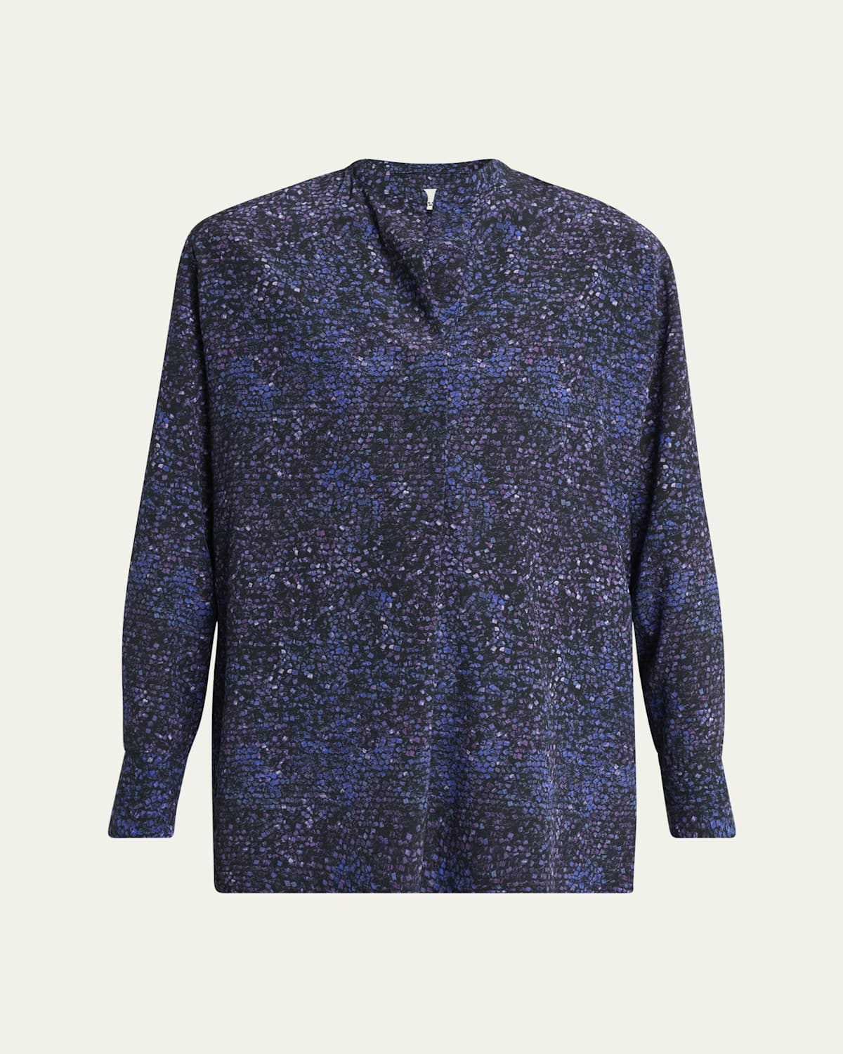Isabel Marant Sima Mosaic Print Stretch Crepe Shirt In Blue