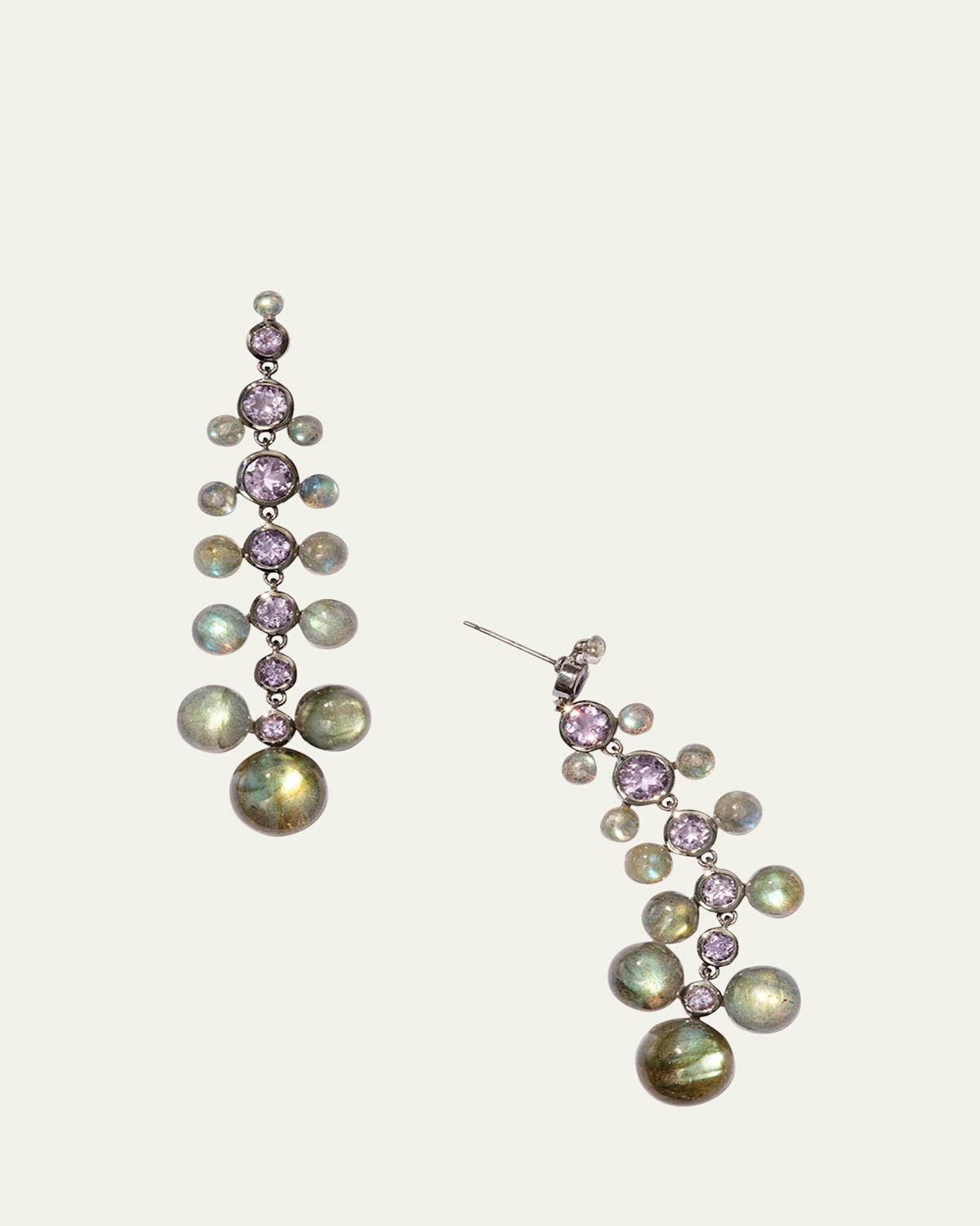 Dew Labradorite and Amethyst Drop Earrings