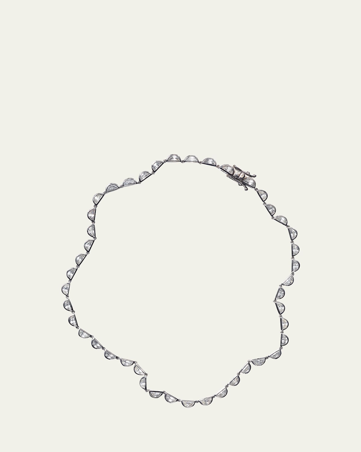Riviere Scallop Half-Moon White Zircon Tennis Necklace