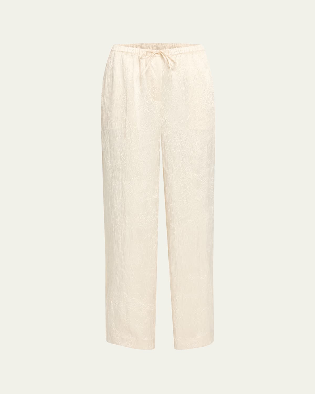 Simkhai Elliat Crinkled Satin Drawstring Pants In Neutral