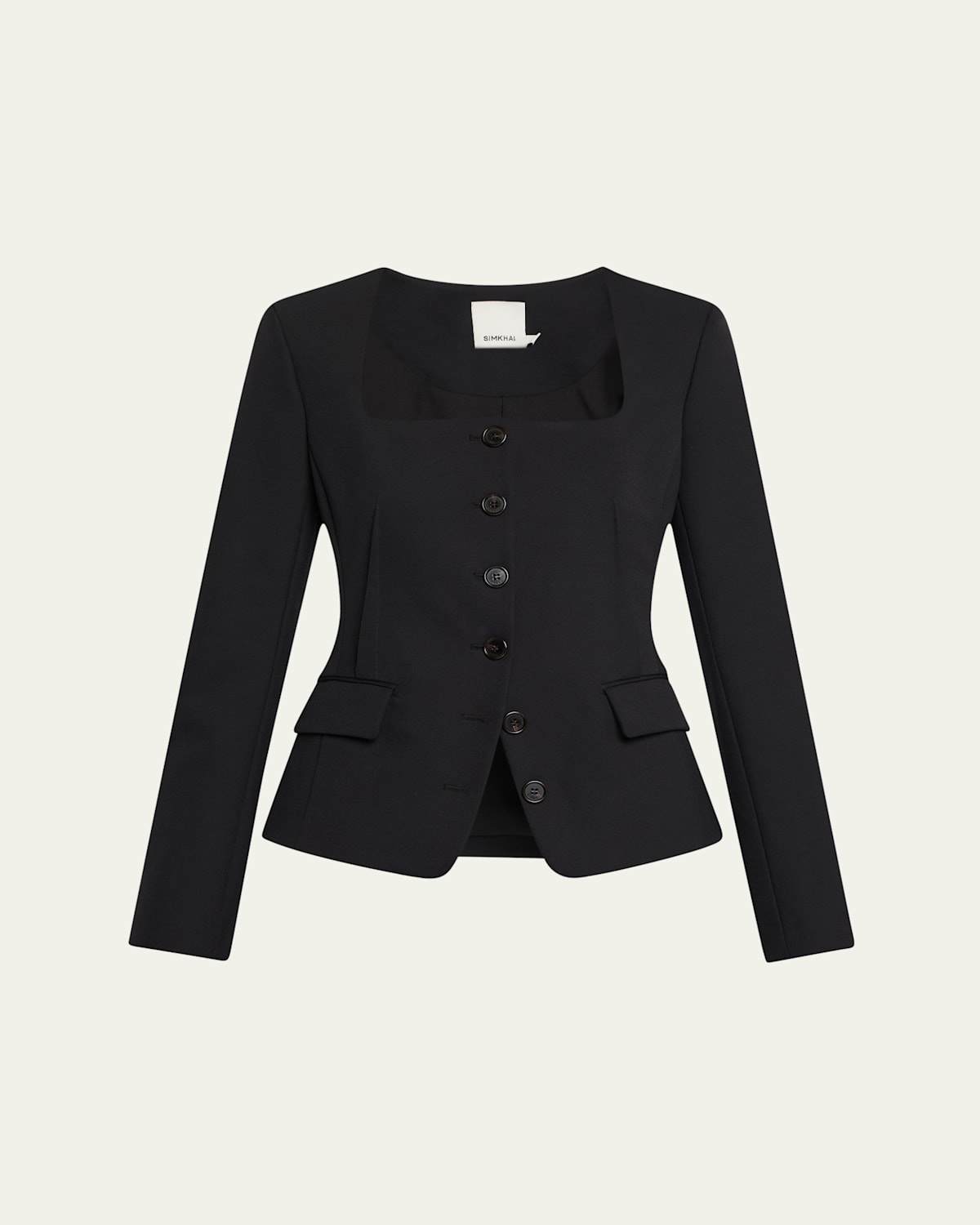 Simkhai Marlowe Tailored Square-neck Jacket In Black