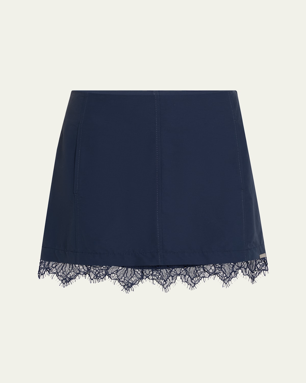 Simkhai Tobie Lace-trim Mini Skirt In Blue