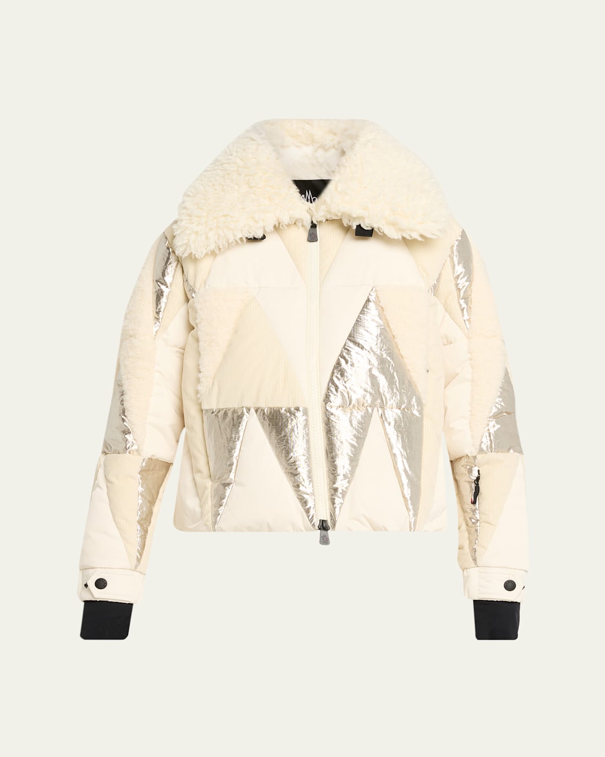 Moncler Pamiers Patchwork Down Ski Jacket In White