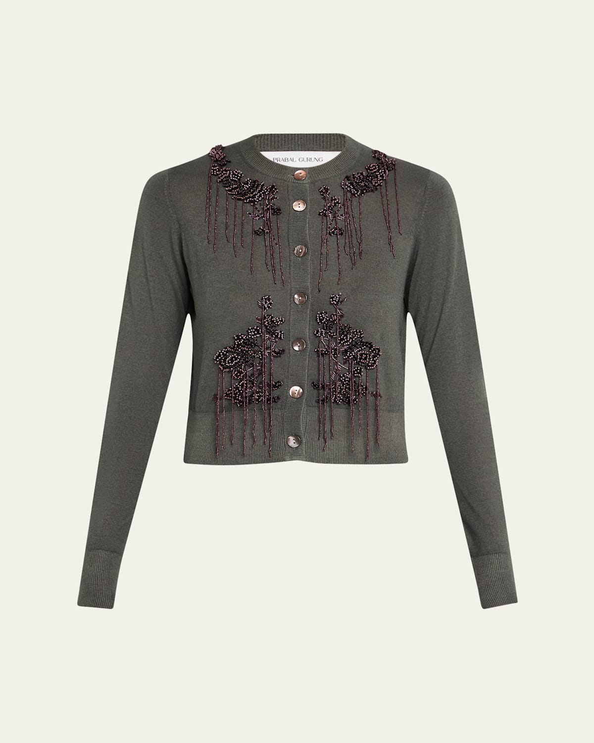 Embroidered Button-Front Cardigan
