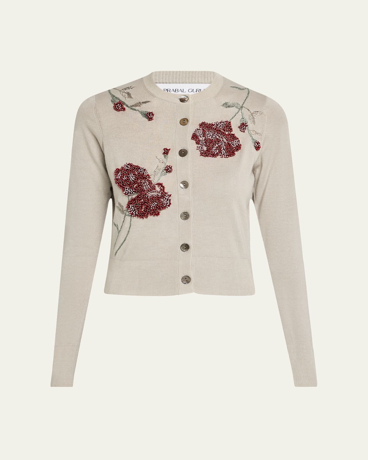 Prabal Gurung Floral Embroidered Cashmere Cardigan In Multi