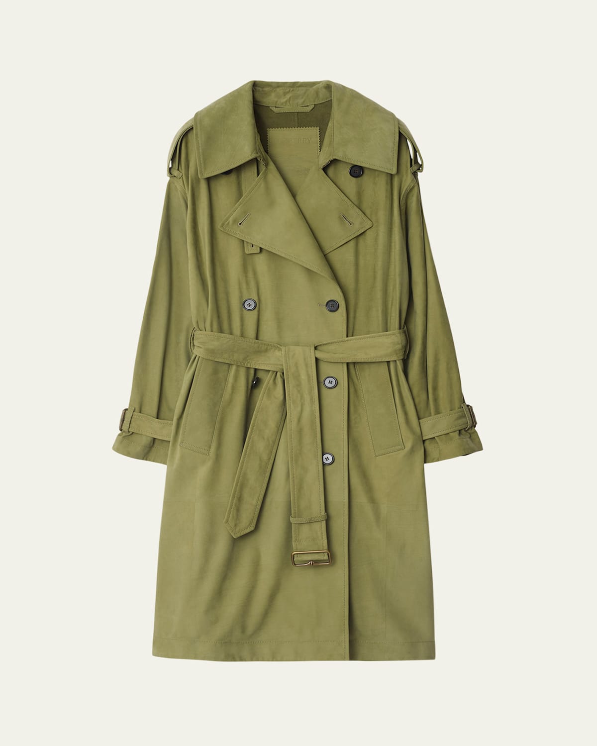 Double-Breasted Suede Trench Coat