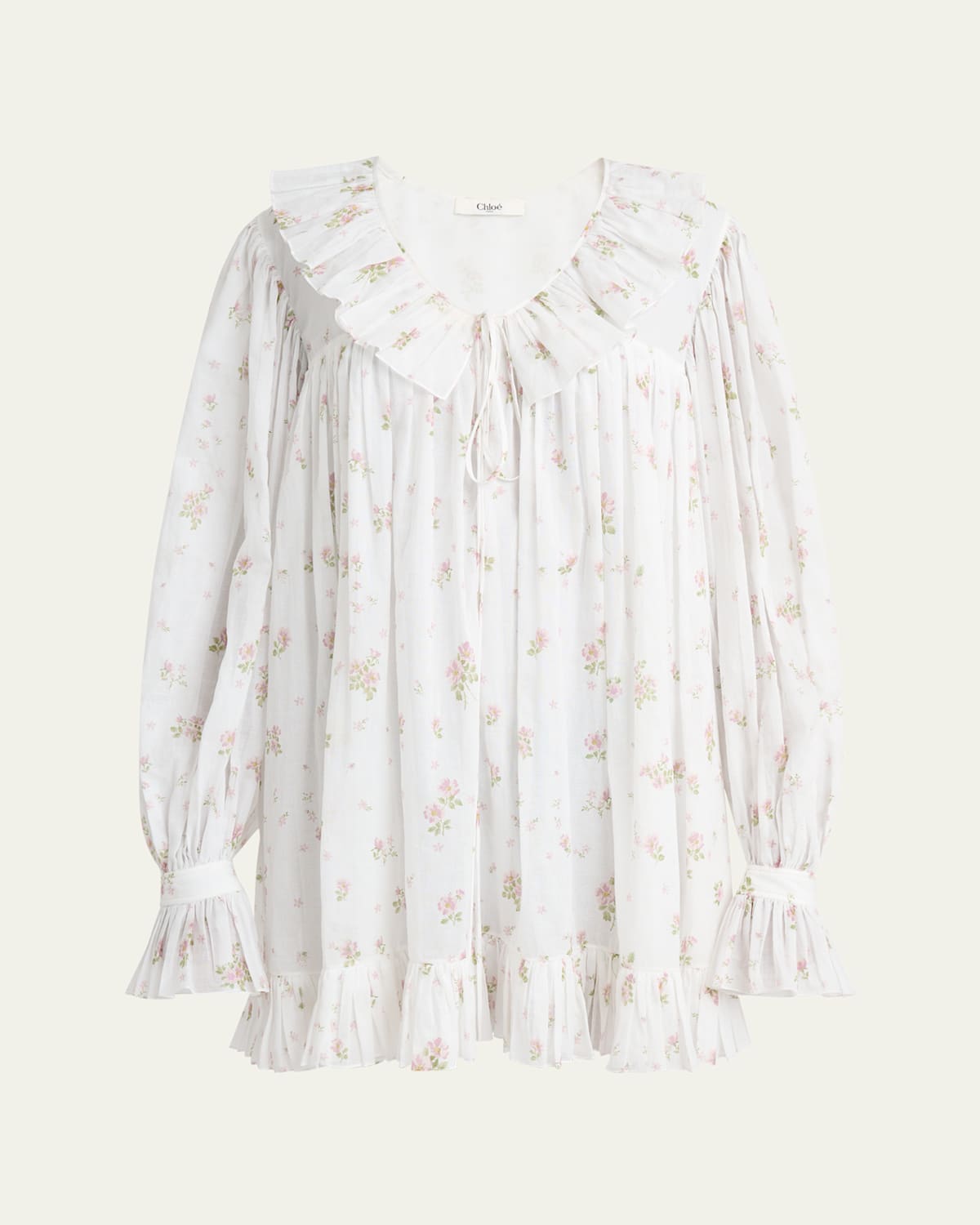 Chloé Floral-print Cotton Voile Ruffle Mini Dress