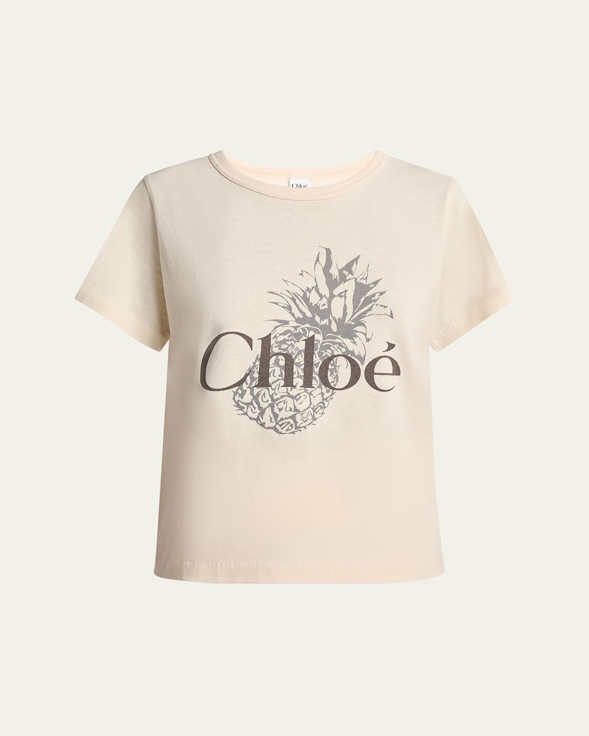 Chloé Pink Crewneck T-shirt With Maxi Logo Print On The Front In Cotton Woman In Neutral