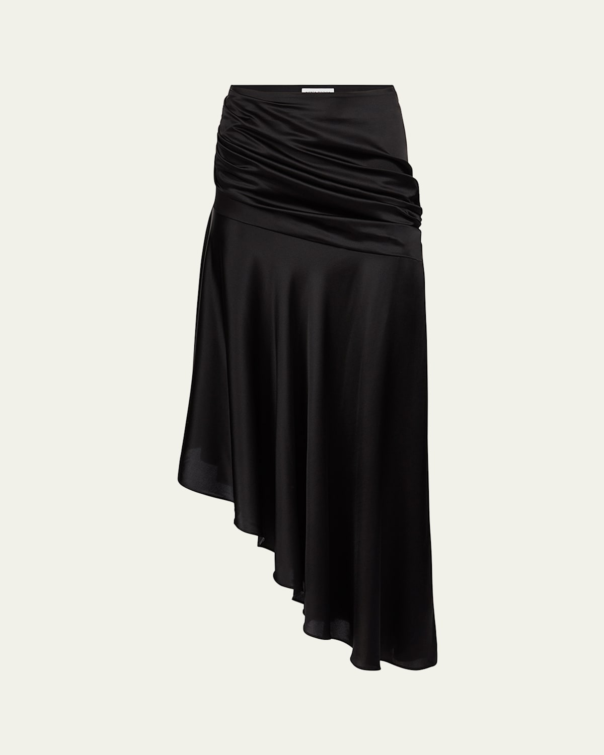 Nina Ricci Asymmetric Draped Satin Midi Skirt In Black