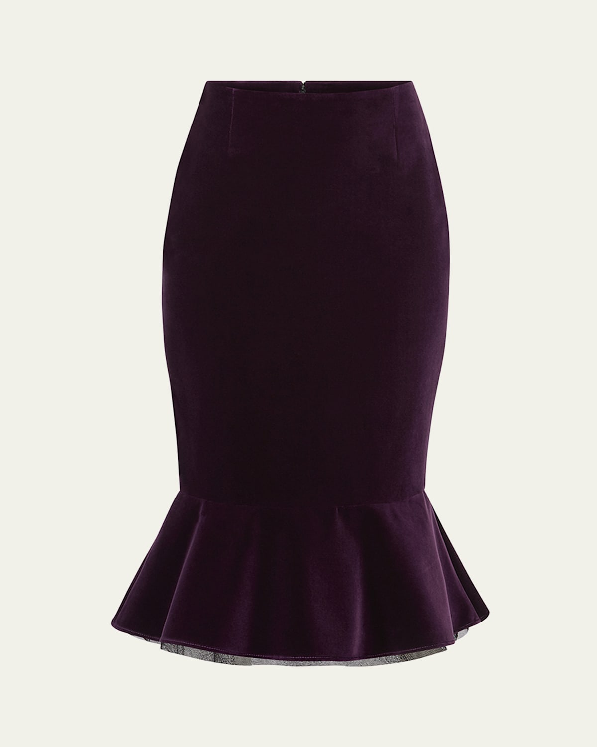 Nina Ricci Velvet Ruffle Midi Skirt In Purple