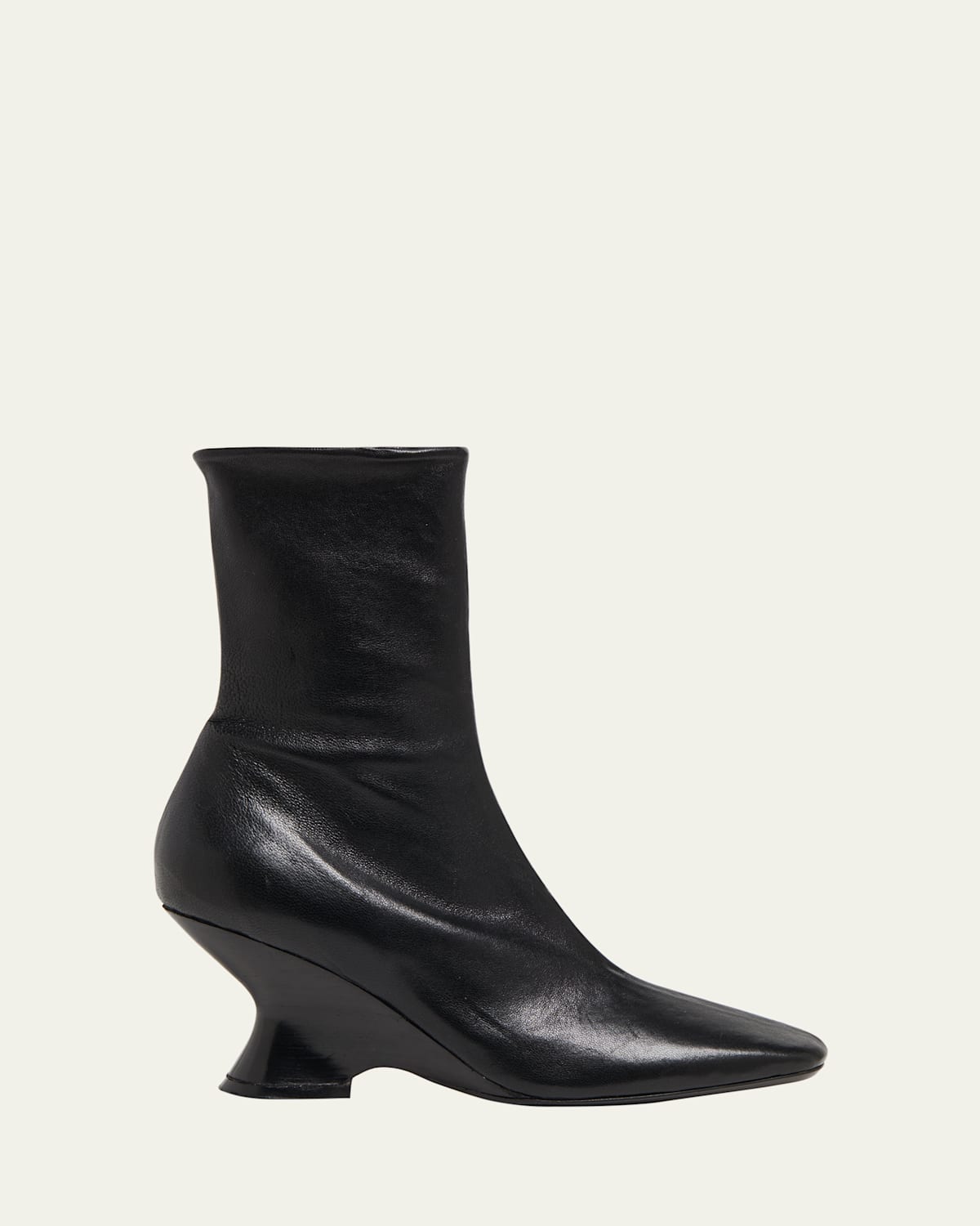 Dries Van Noten Pointed Toe Ankle Boots With Sculptural Heel In Black
