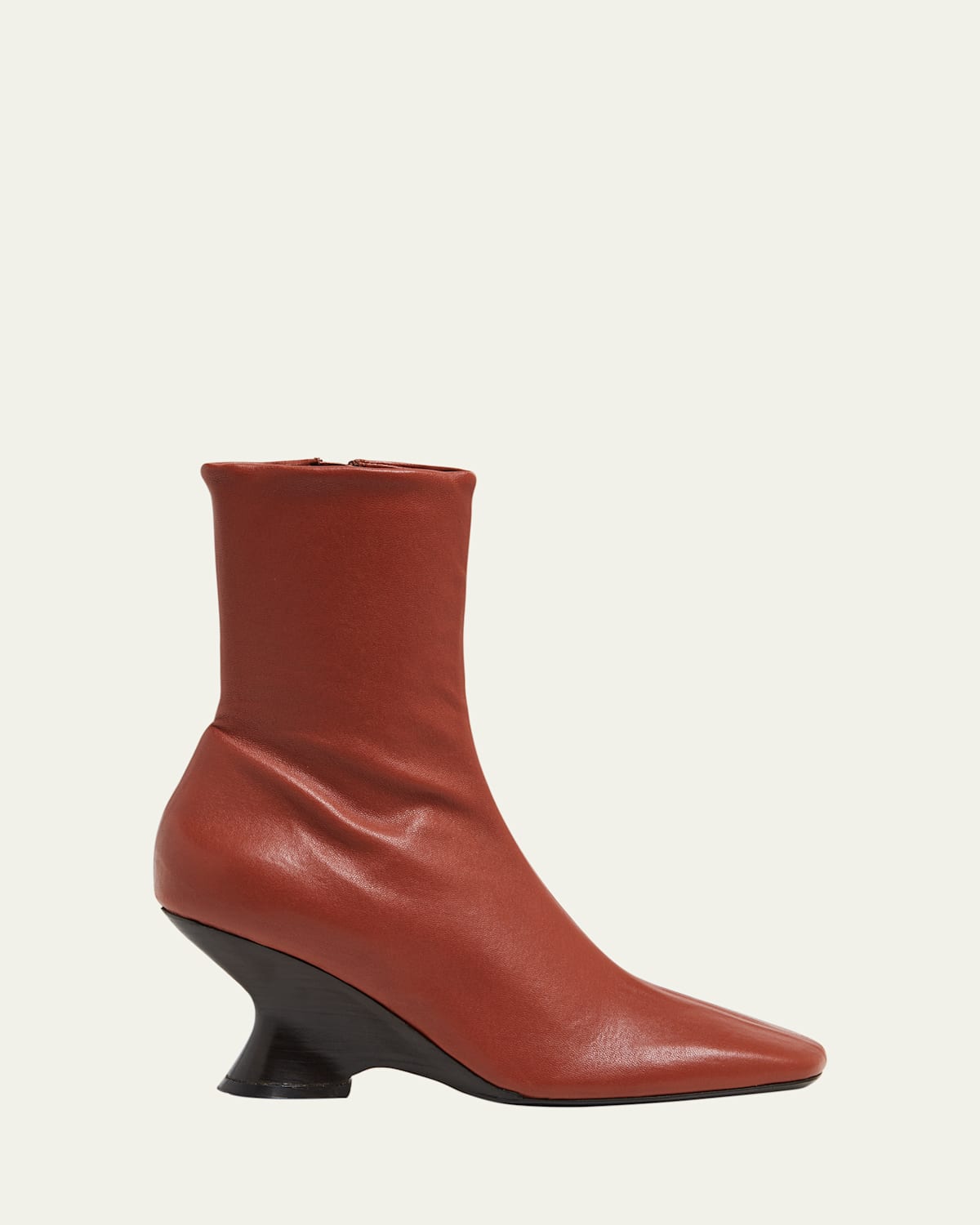 Dries Van Noten Leather Curved-heel Booties In Brown