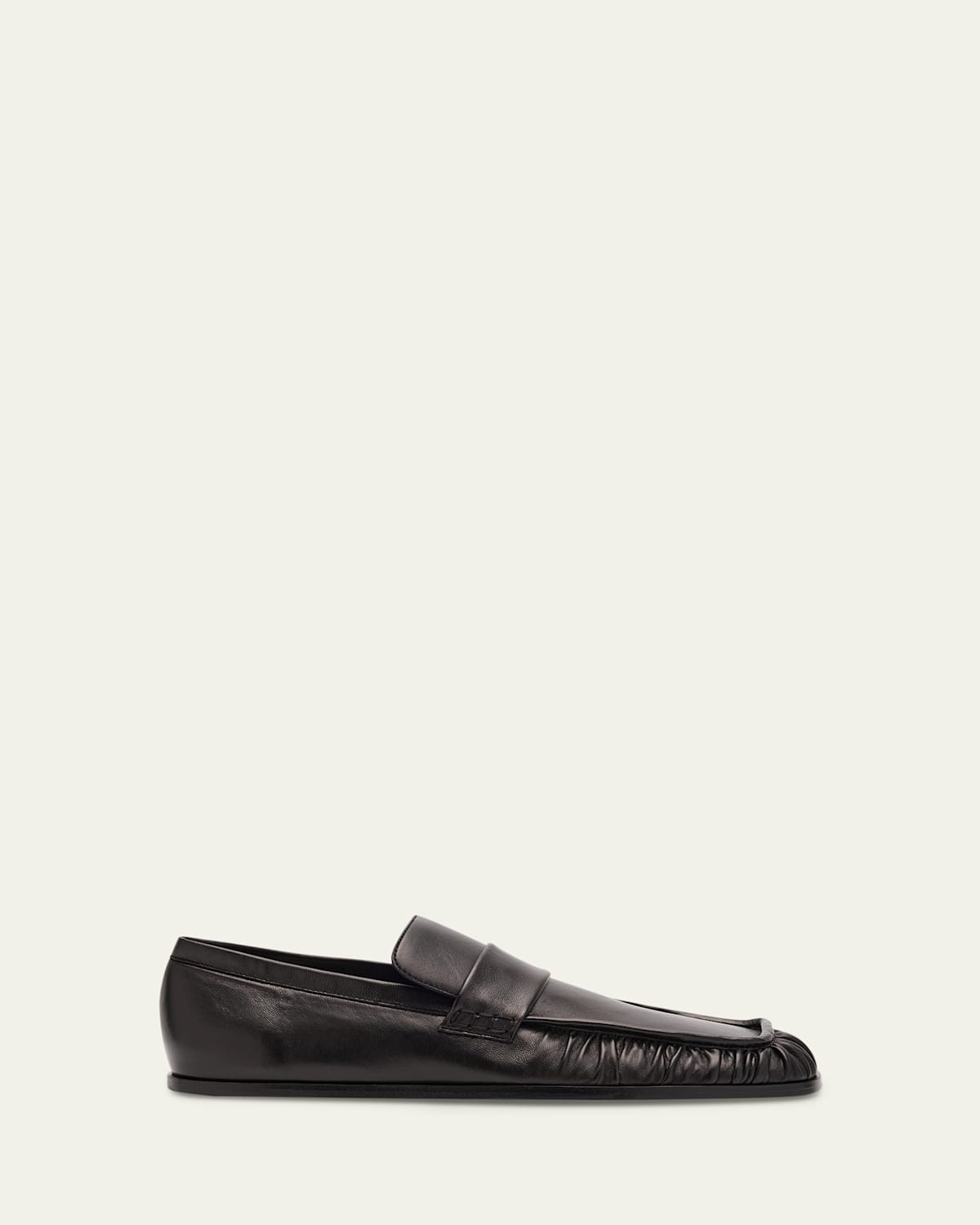 Jil Sander Wrinkled Leather Square-toe Loafers In Black