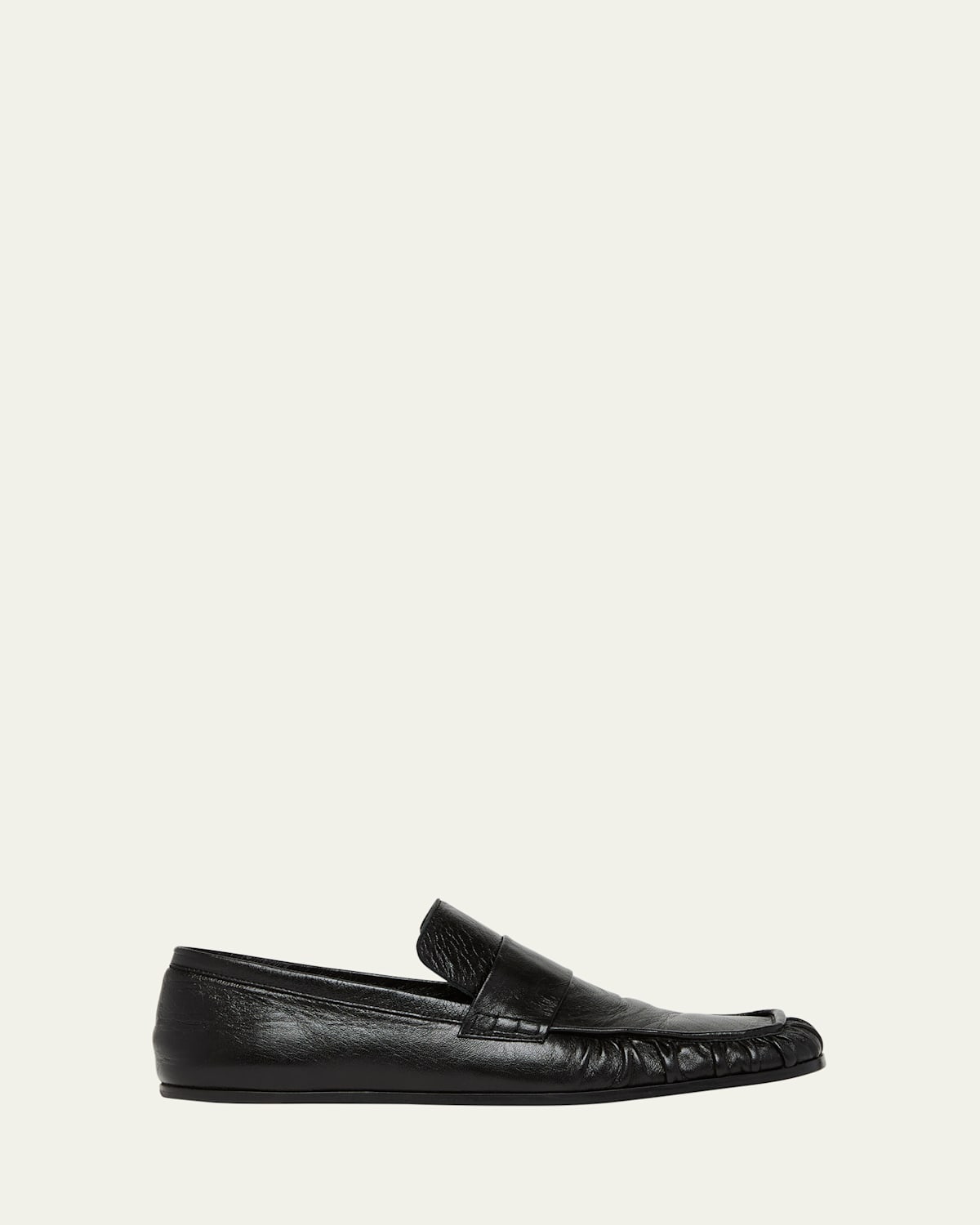 Jil Sander Leather Slip-on Loafers In Black