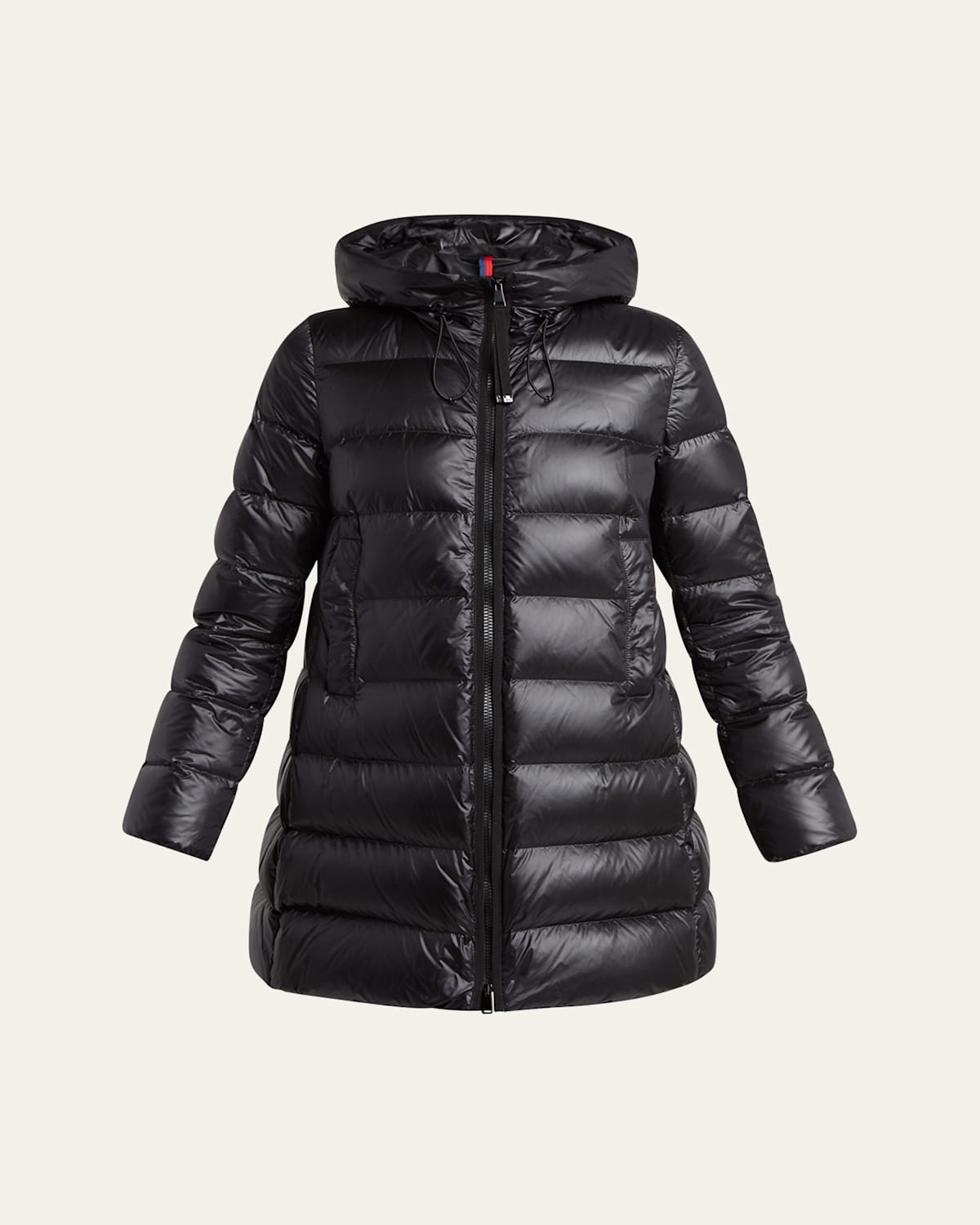 Moncler Women Black Suyenne Midi Hooded Down Jacket In Black