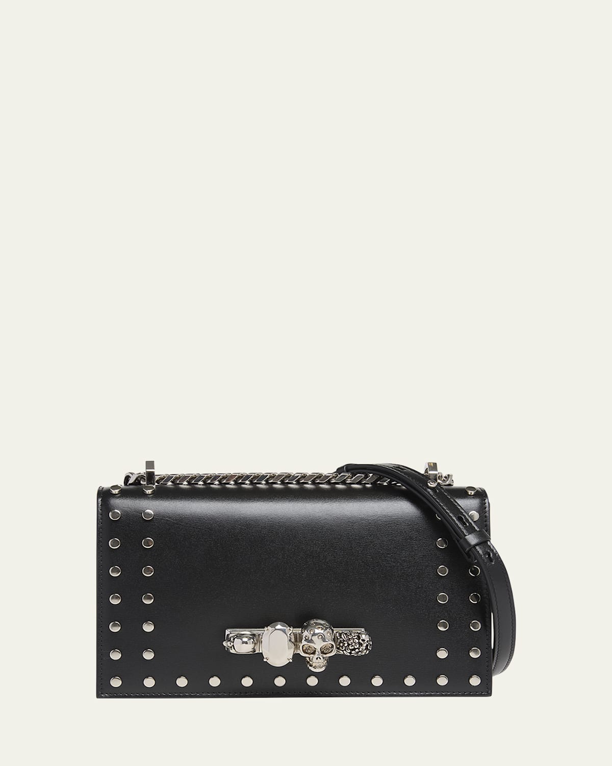 Alexander Mcqueen Jeweled Calfskin Leather Satchel Bag