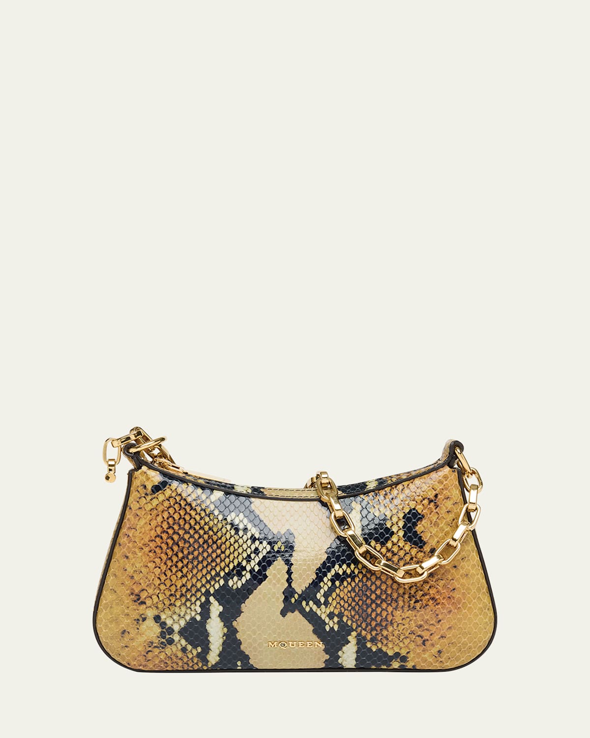 Alexander Mcqueen T-bar Python-embossed Leather Mini Pouch Bag