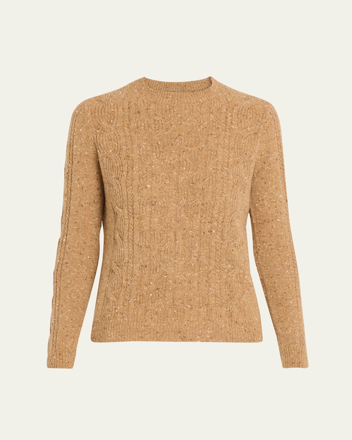 Lafayette 148 Cable-knit Cashmere Donegal Sweater In Brown