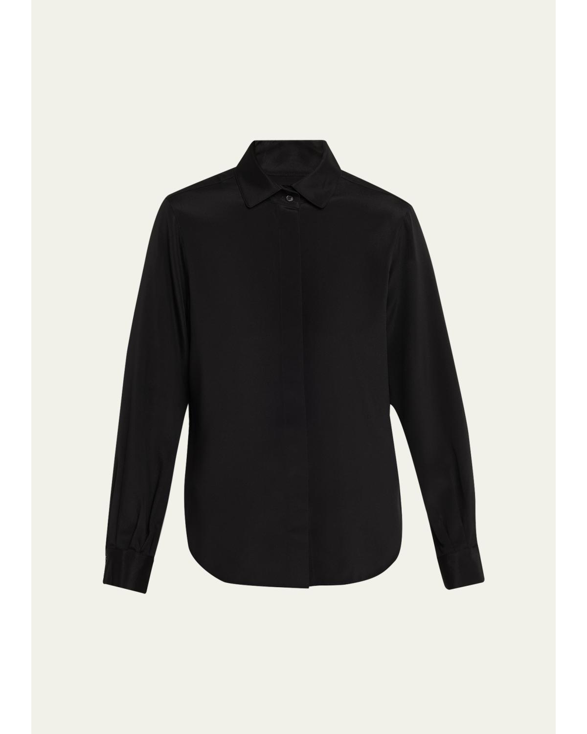 Pleated Button-Down Shirt