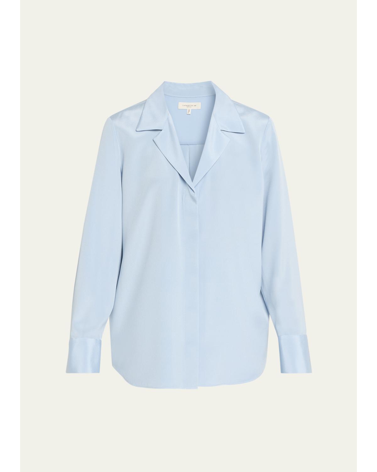 Pleated Button-Down Shirt