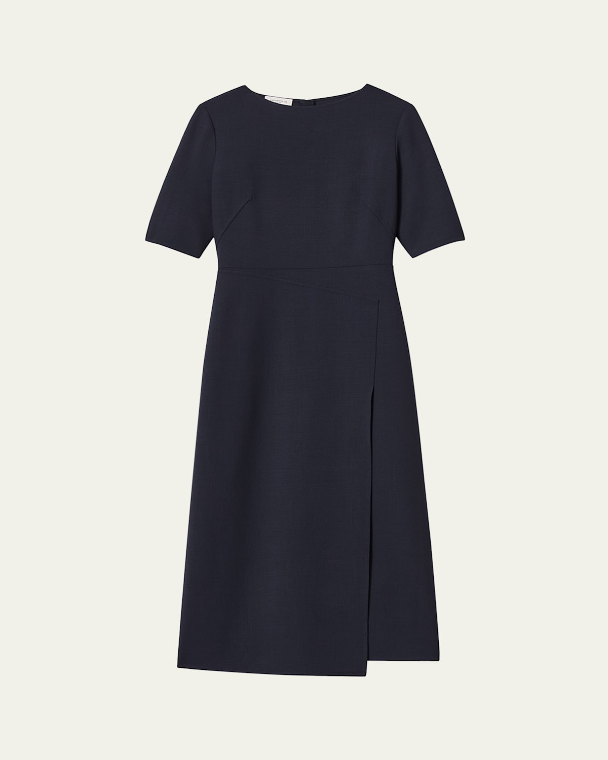 Lafayette 148 Faux Wrap Double-faced Wool Midi Dress In Black