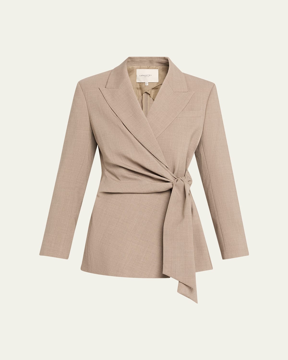 Lafayette 148 Wrap-front Stretch Wool Blazer In Brown