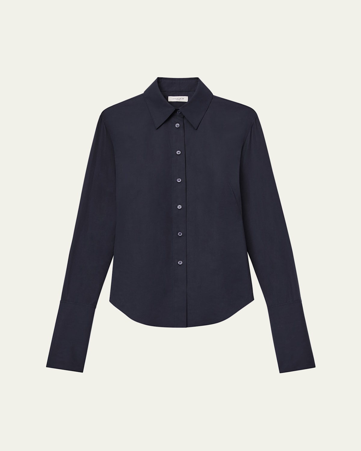 Lafayette 148 Organic Cotton Poplin Fitted Shirt In Blue