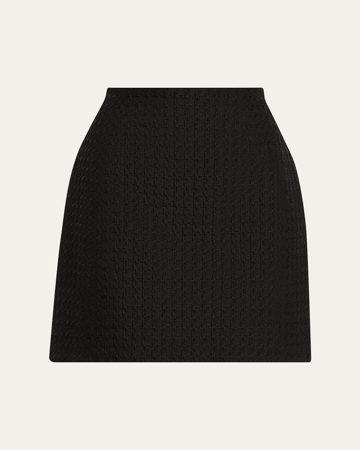 Lafayette 148 A-line Houndstooth Jacquard Mini Skirt In Black