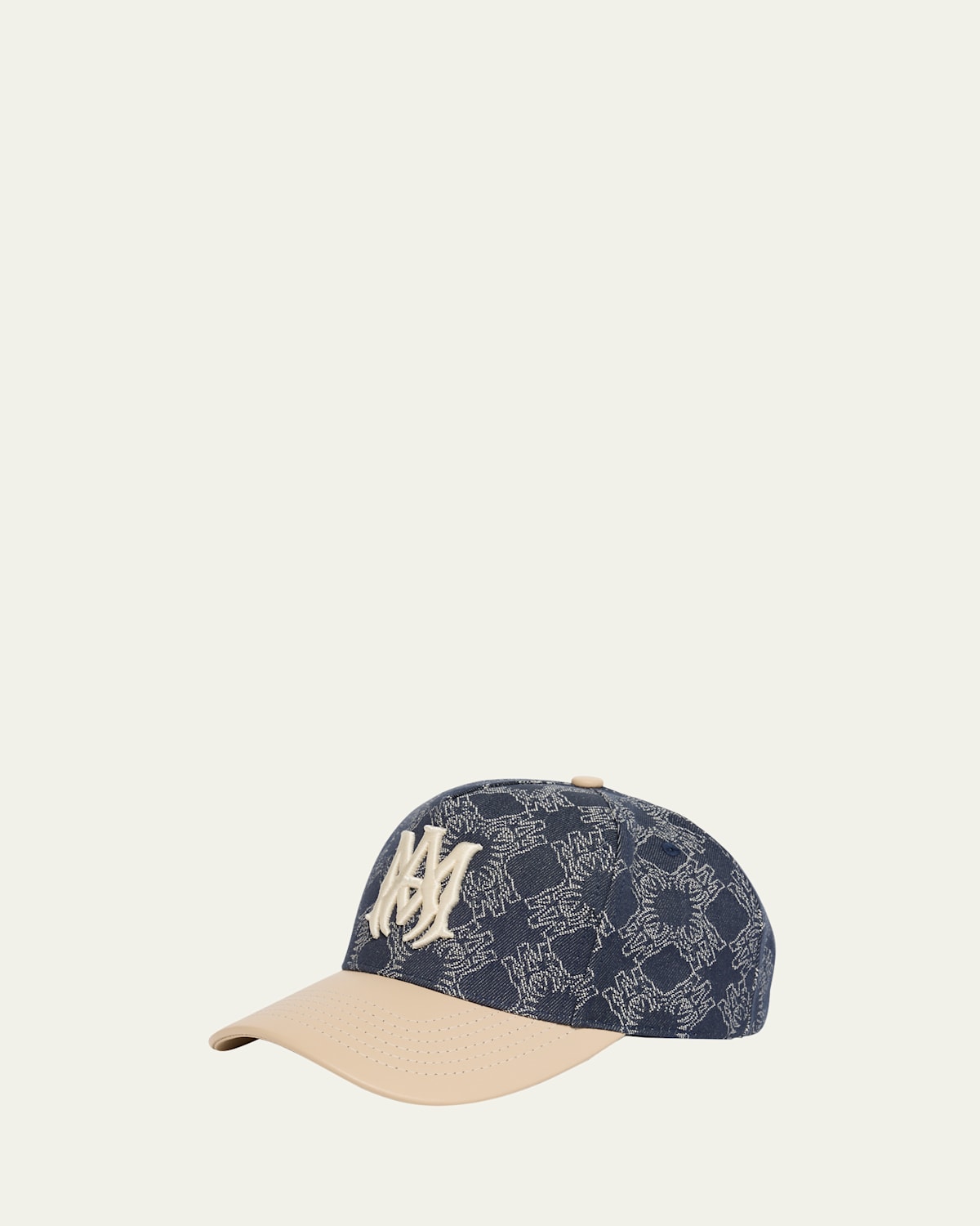 Amiri Men's Denim Ma Quad Baseball Cap With Leather Bill