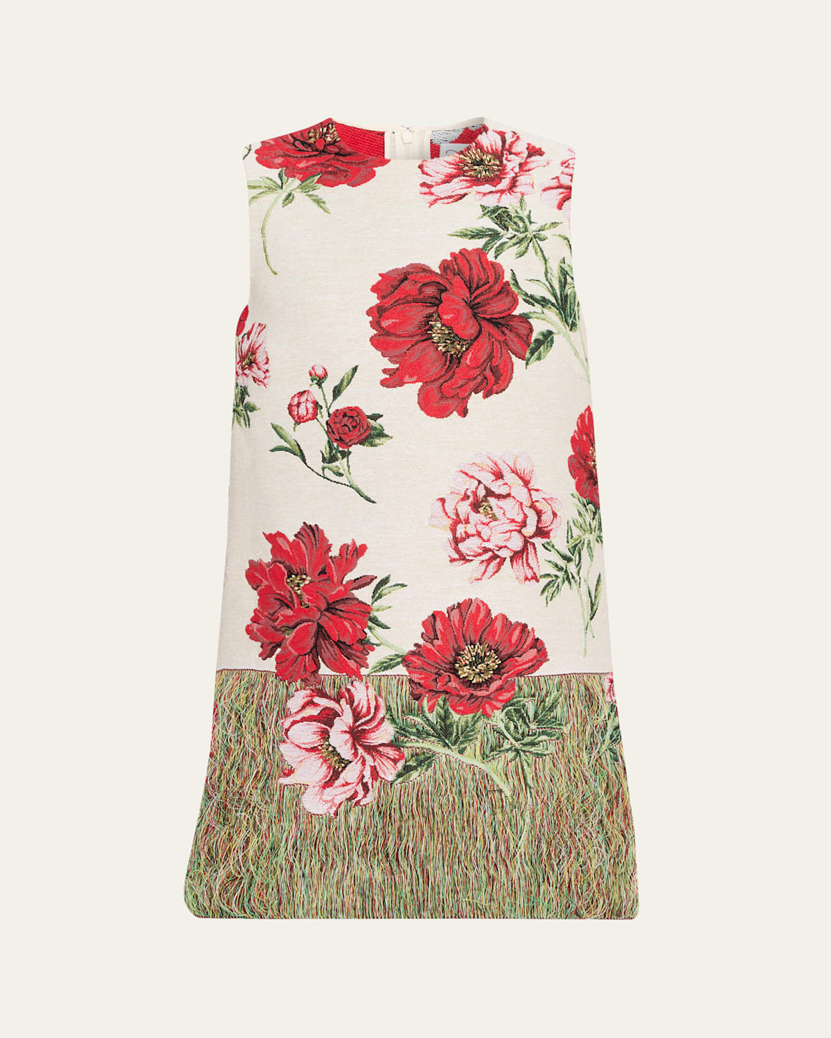 Peony Unraveled Jacquard Sleeveless Mini Day Dress