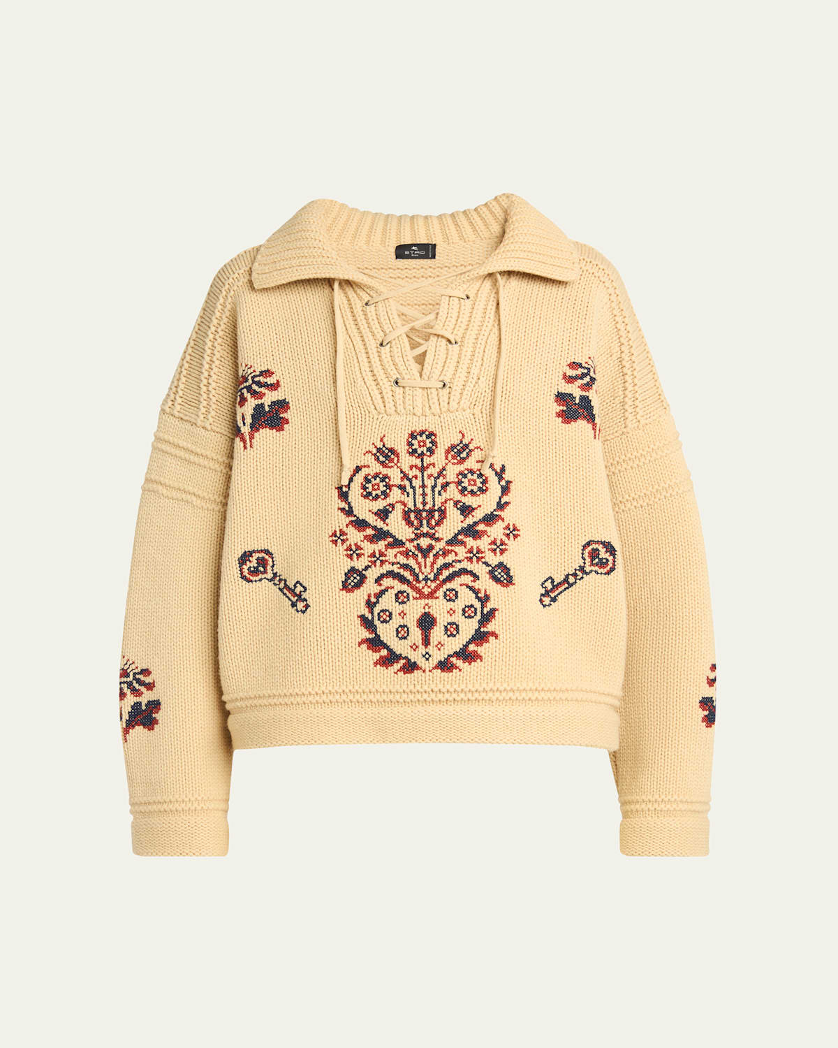Etro Wool And Cashmere-blend Polo Sweater In Neutral