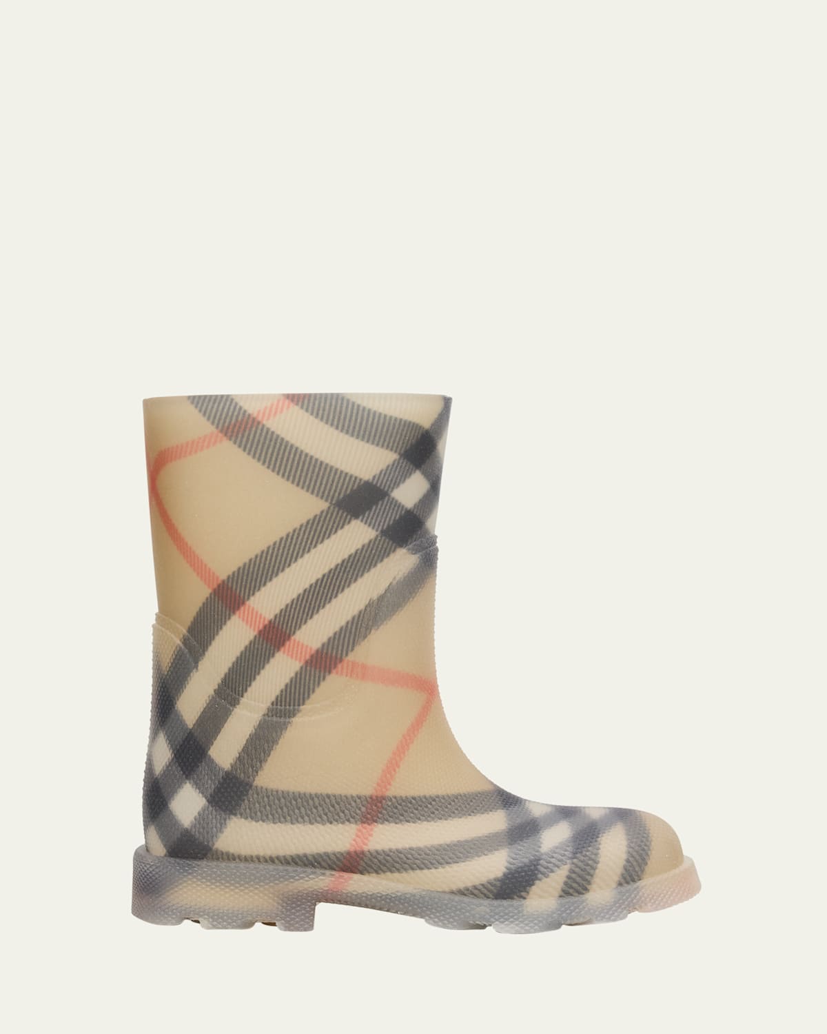 Burberry Big Kids Beige Check Rubber Marsh Boots In Sand