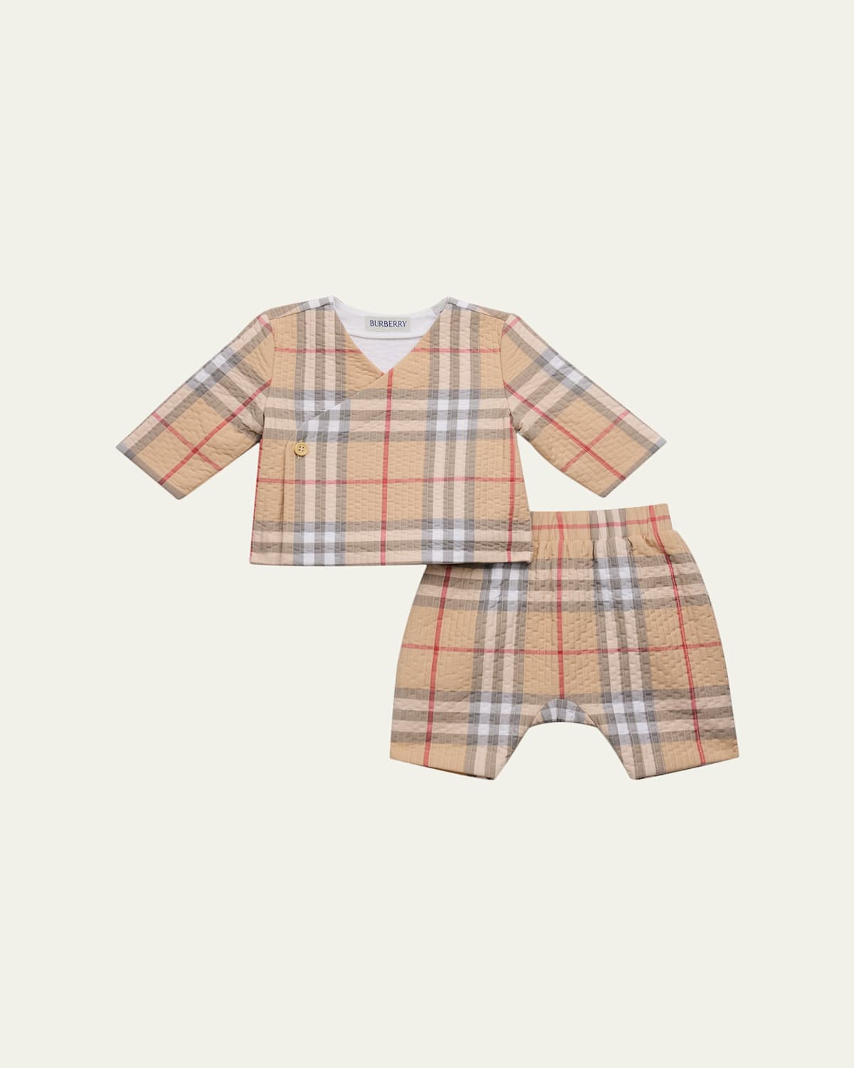 Burberry Kid's Diner Quilted Top & Shorts 2-piece Set In Neutral