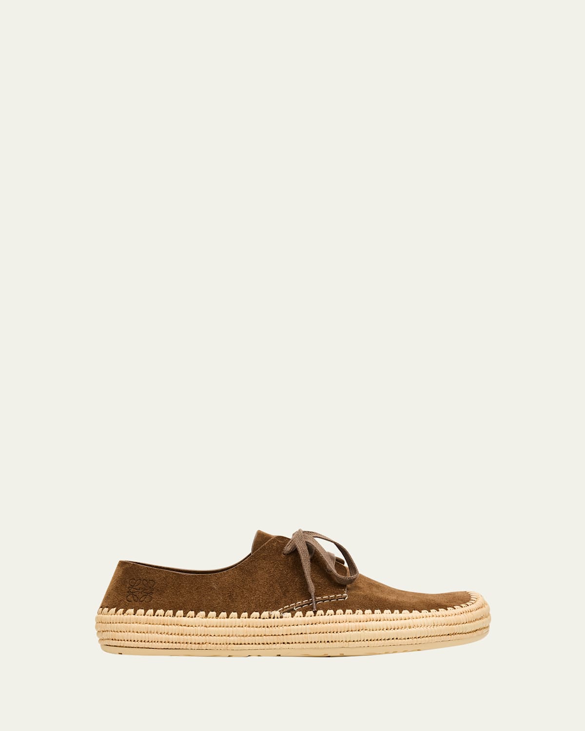 Loewe Rio Lace Up Espadrilles In Suede And Raffia In Brown