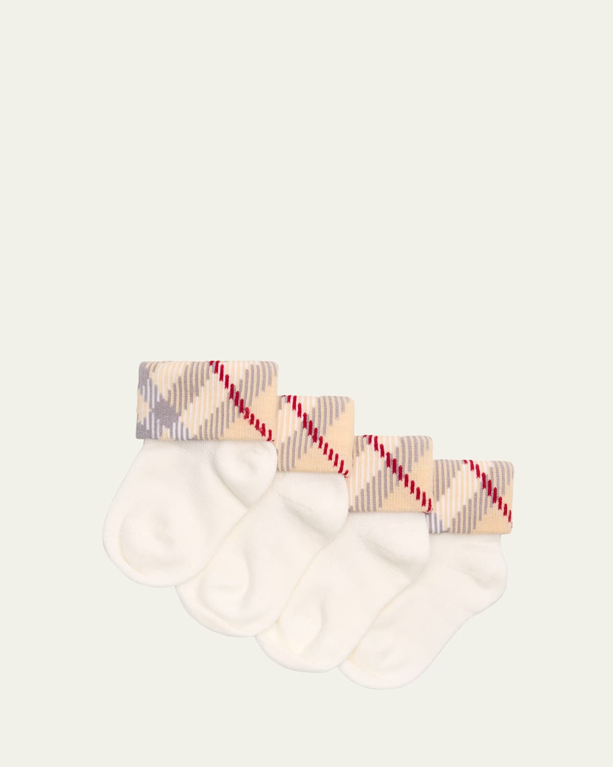 Burberry Kid's 2-pack Check Socks In Neutral