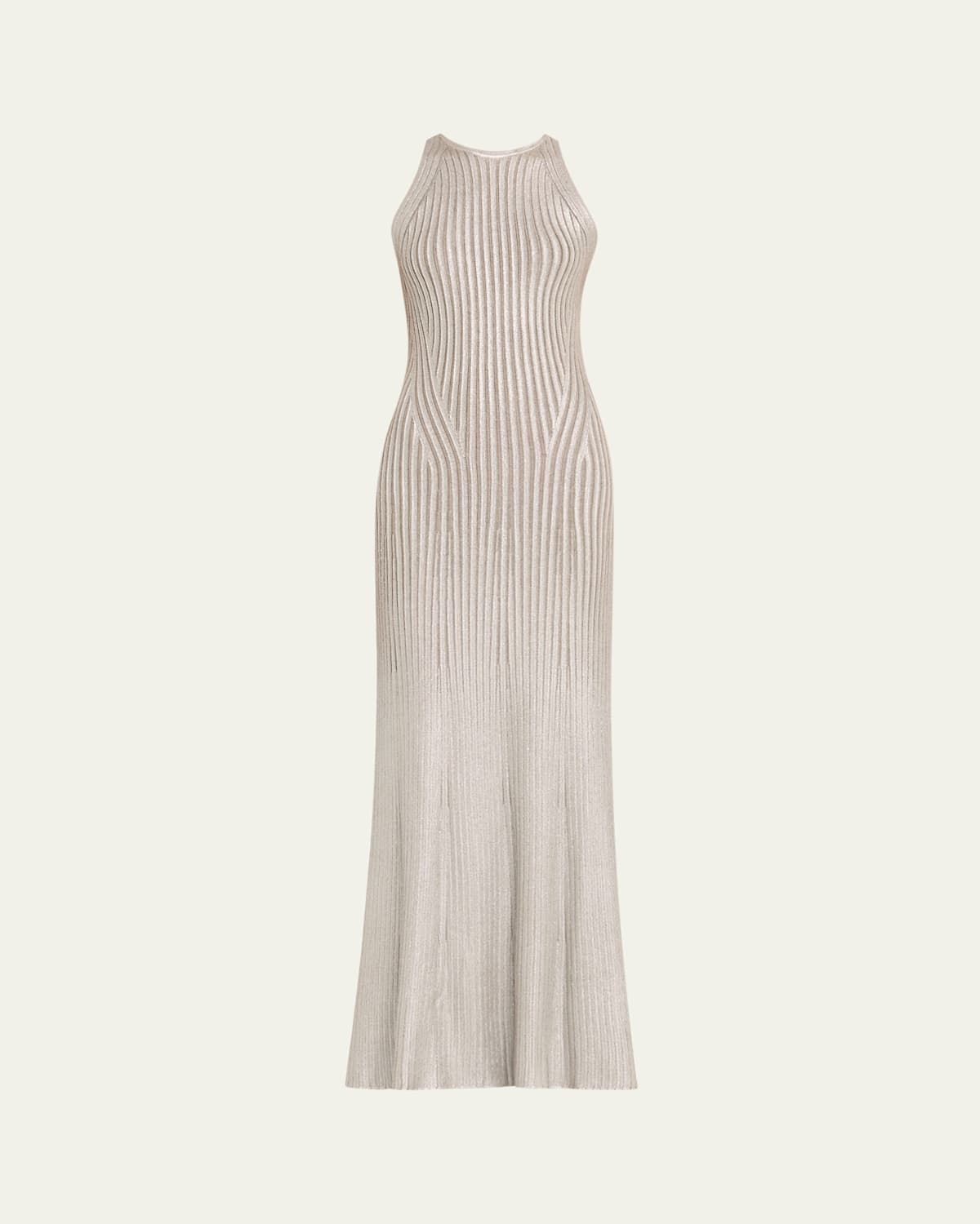 Ralph Lauren Foil-print Sleeveless Open-back Dress In White