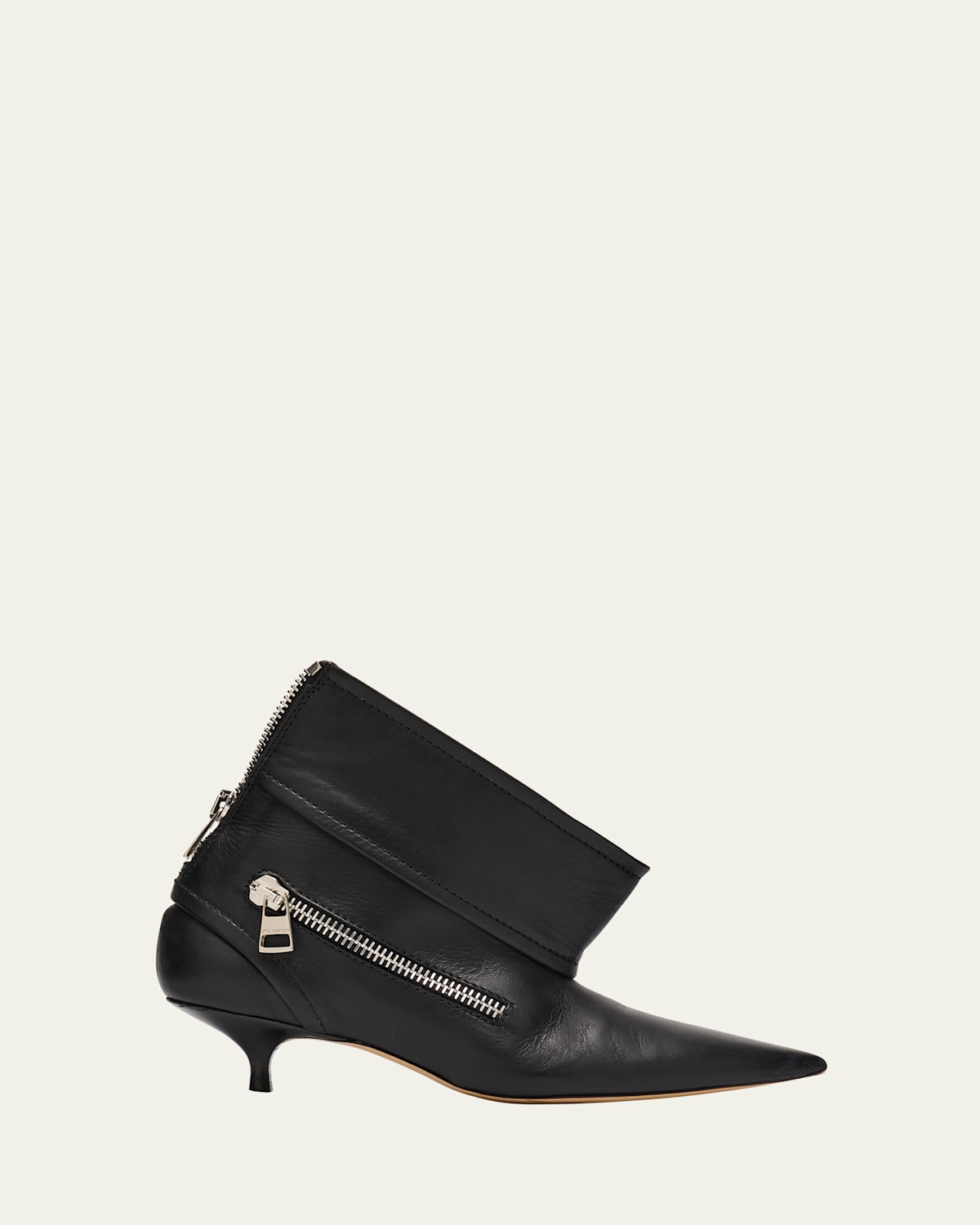 Jw Anderson Biker Leather Kitten-heel Booties In Black