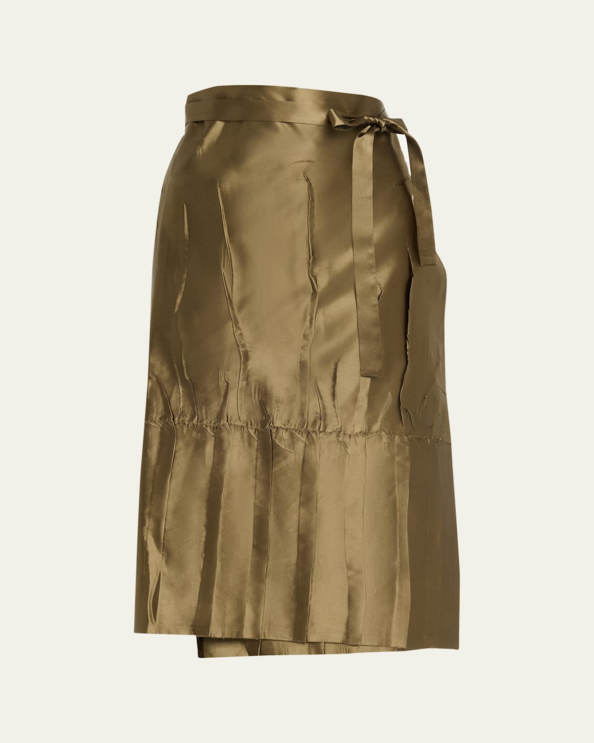 Marie Adam-leenaerdt Apron Pleated Satin Midi Wrap Skirt In Green