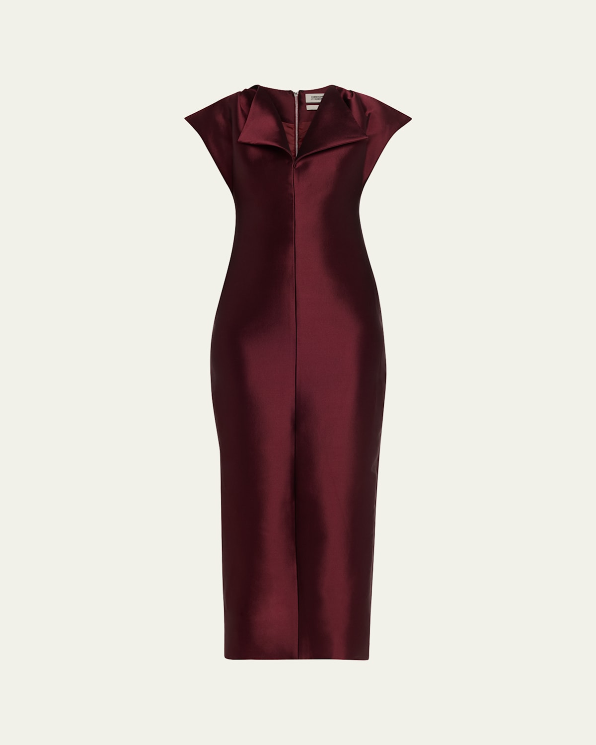 Christopher John Rogers Peel Cap-sleeve Sheath Midi Dress In Burgundy