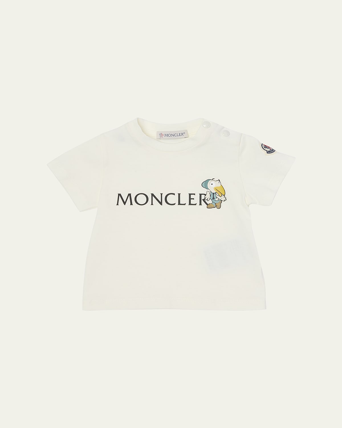 Moncler Kids' Boy's Monduck Logo-print Short-sleeve T-shirt In White