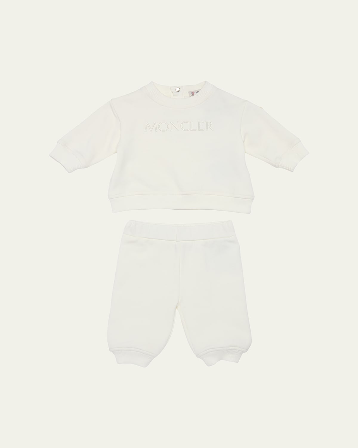 Moncler Boy's Embroidered Sweatshirt & Pants Set In White