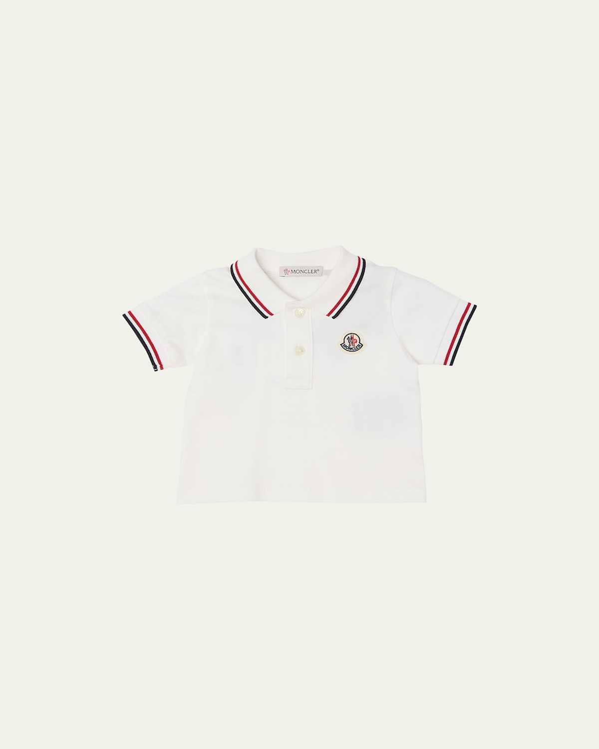 Moncler Kids' Boy's Tricolor-trim Short-sleeve Polo Shirt In White