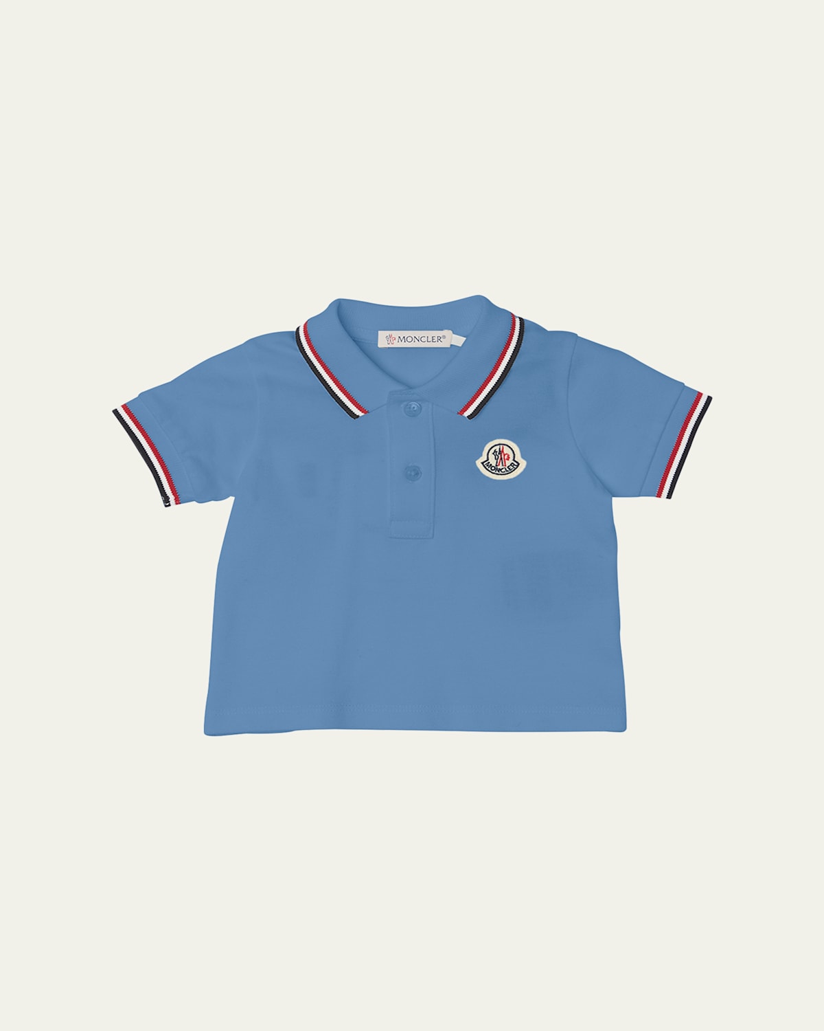 Moncler Kids' Boy's Tricolor-trim Short-sleeve Polo Shirt In Blue